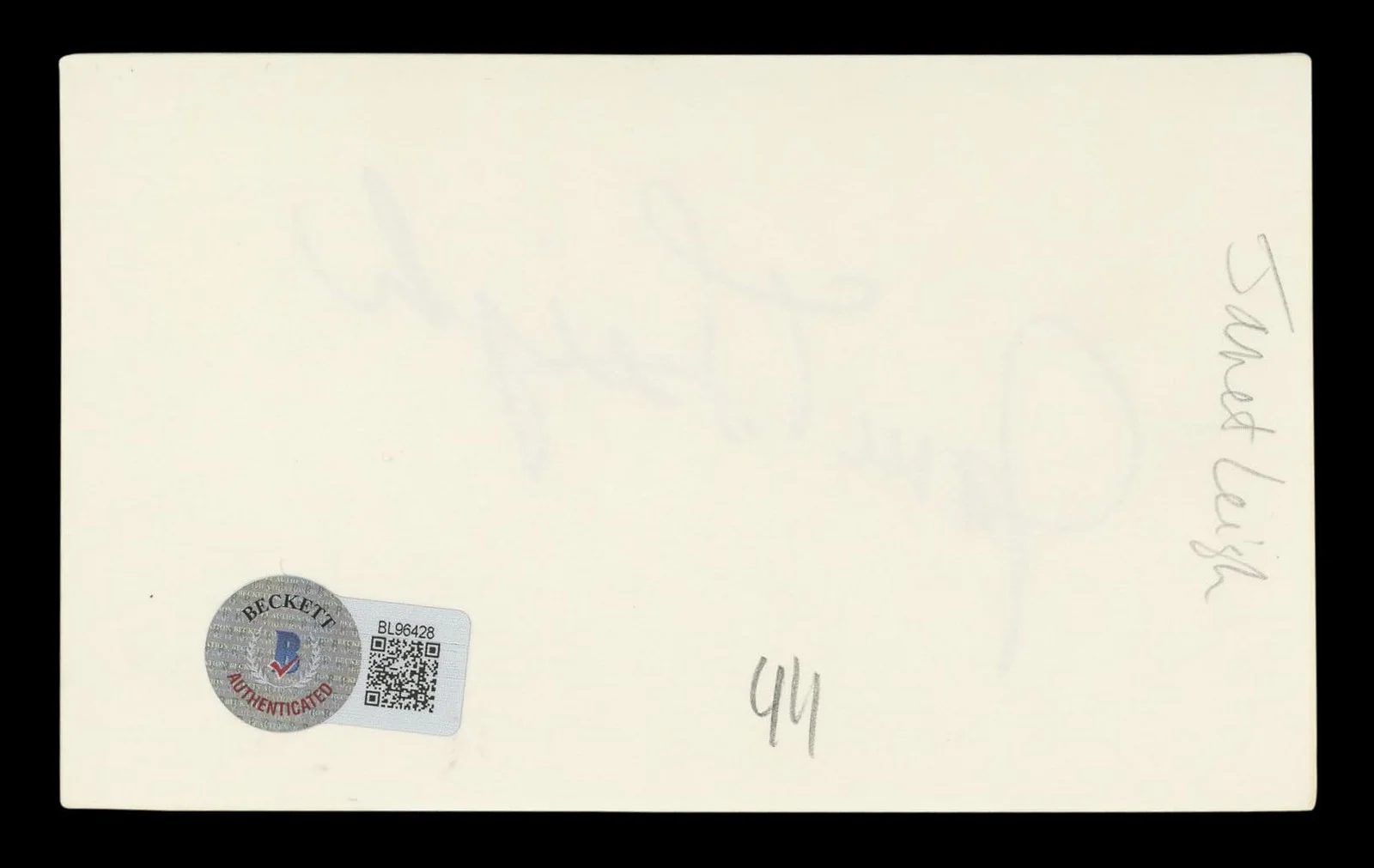 Janet Leigh — Janet Leigh Psycho Authentic Signed 3x5 Index Card Autographed BAS #BL96428, image 5