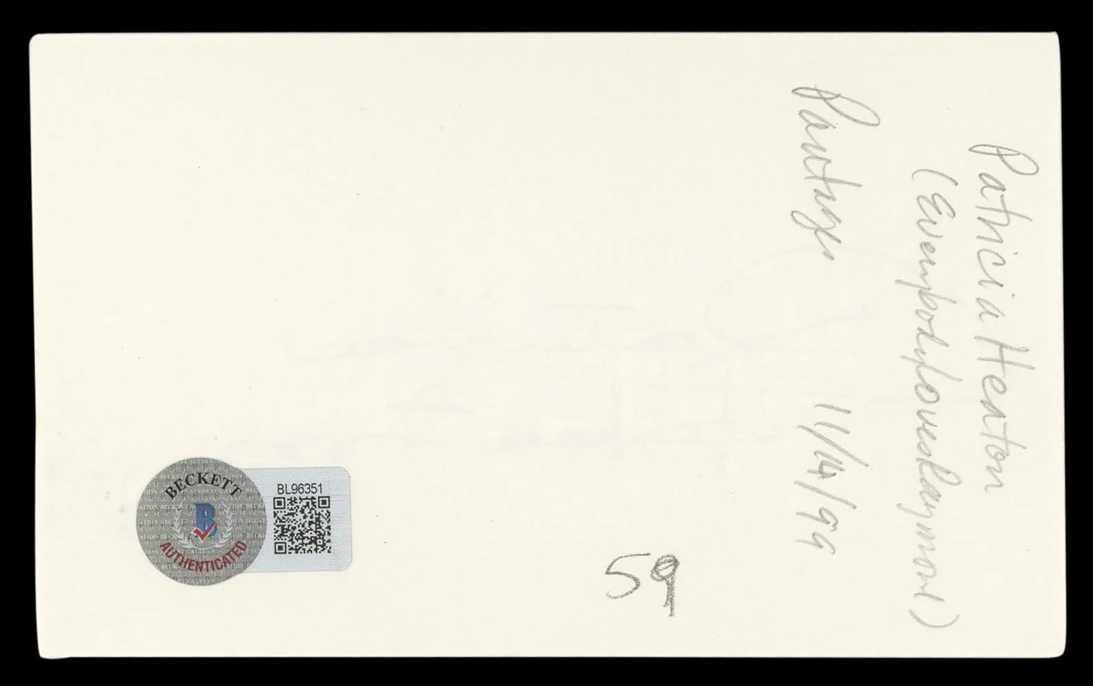 Patricia Heaton — Patricia Heaton Everybody Loves Raymond Signed 3x5 Index Card BAS #BL96351, image 5