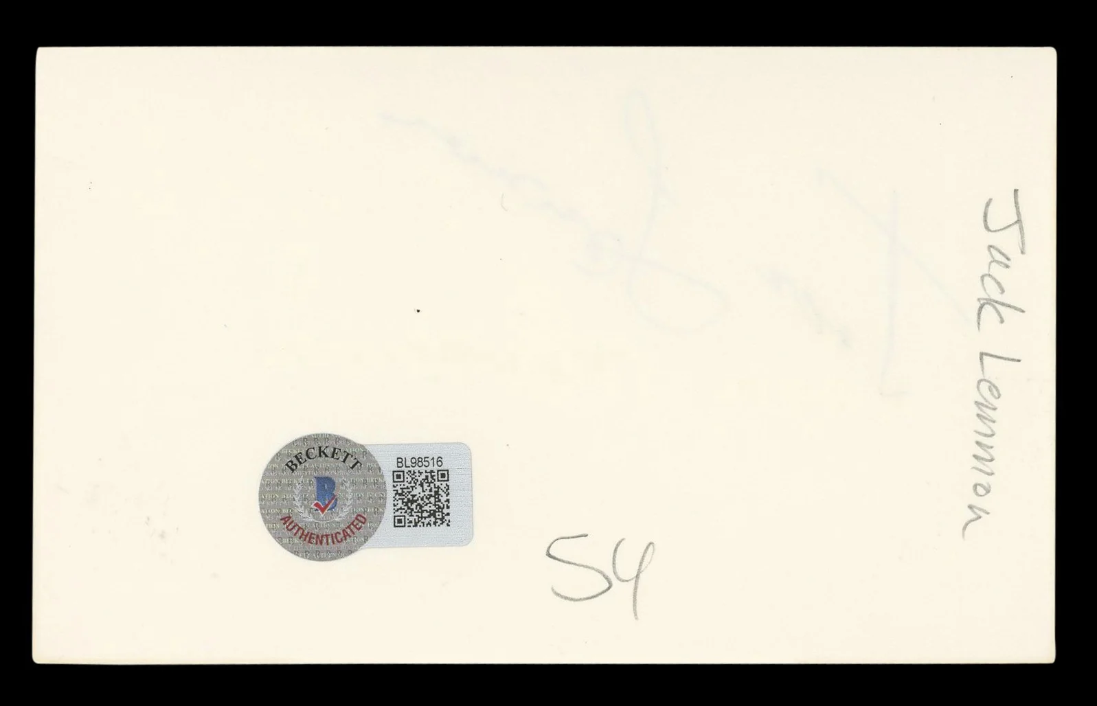 Jack Lemmon — Jack Lemmon The Apartment Authentic Signed 3x5 Index Card BAS #BL98516, image 2