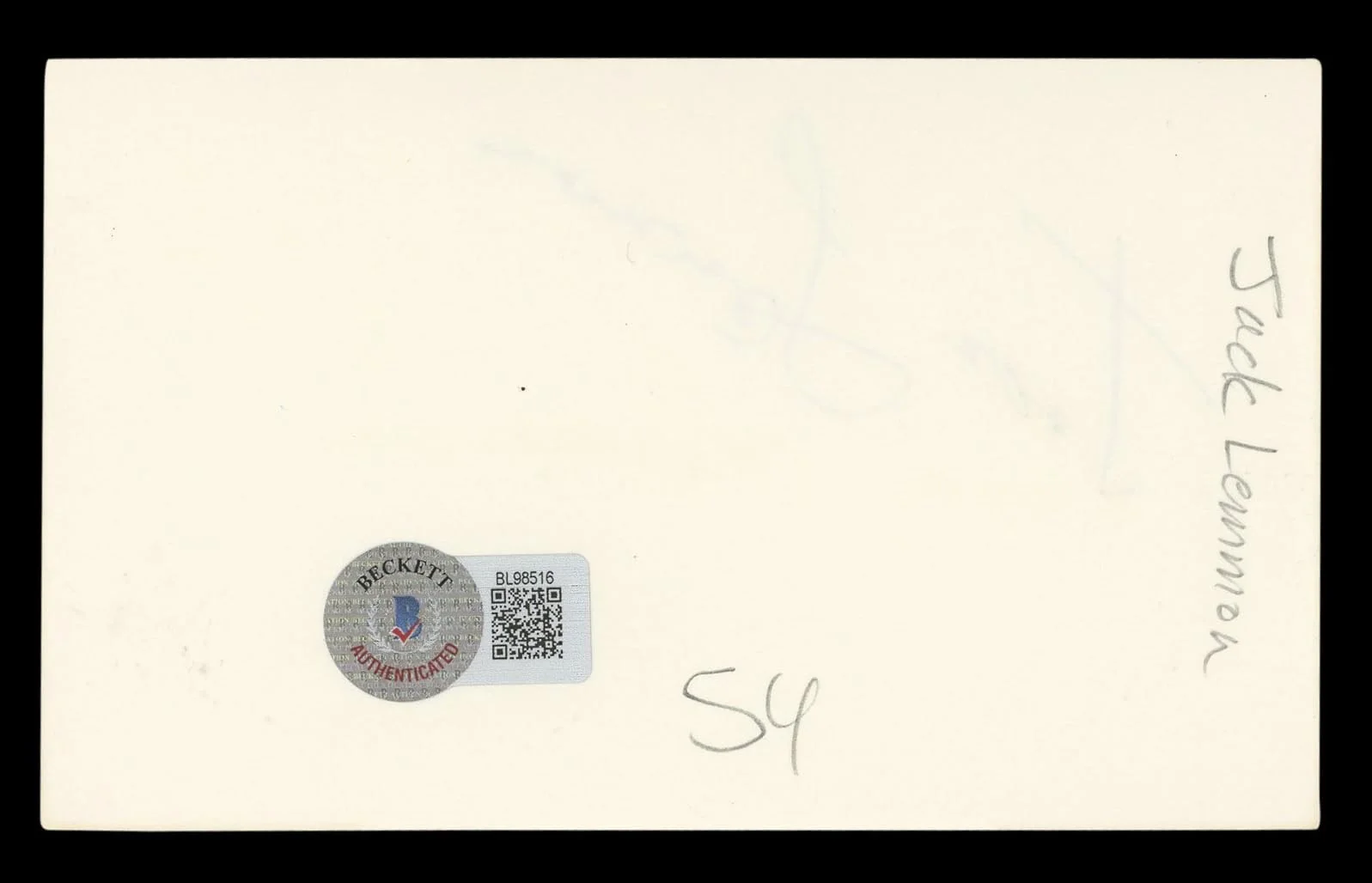 Jack Lemmon — Jack Lemmon The Apartment Authentic Signed 3x5 Index Card BAS #BL98516, image 5