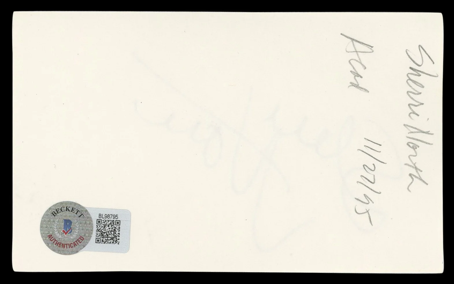 Sheree North — Sheree North Breakout Authentic Signed 3x5 Index Card Autographed BAS #BL98795, image 2