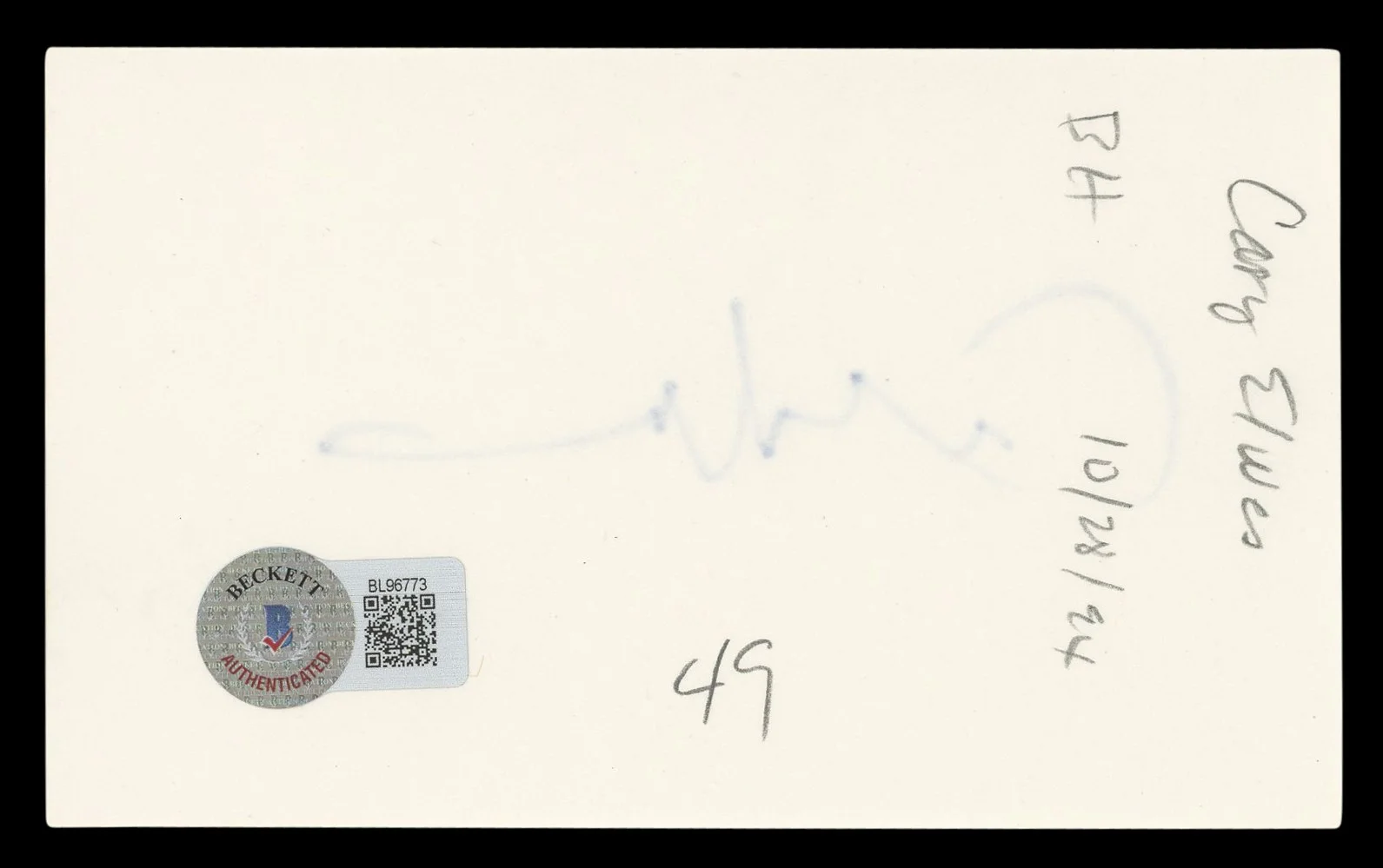 Cary Elwes — Cary Elwes The Princess Bride Authentic Signed 3x5 Index Card BAS #BL96773, изображение 2