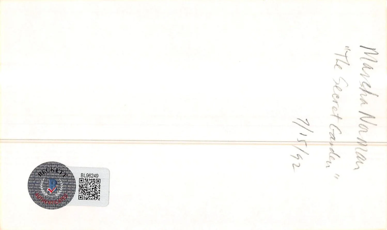 Marsha Norman — Marsha Norman The Secret Garden Authentic Signed 3x5 Index Card BAS #BL96249, изображение 5
