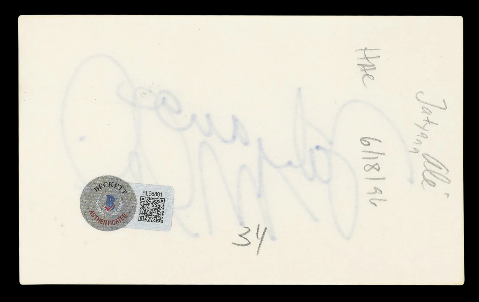 Tatyana Ali — Tatyana Ali Fresh Prince of Bel-Air Authentic Signed 3x5 Index Card BAS #BL96801, изображение 2
