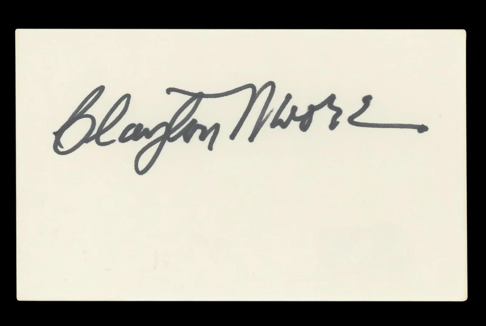 Clayton Moore — Clayton Moore The Lone Ranger Authentic Signed 3x5 Index Card BAS #BL96564, image 4