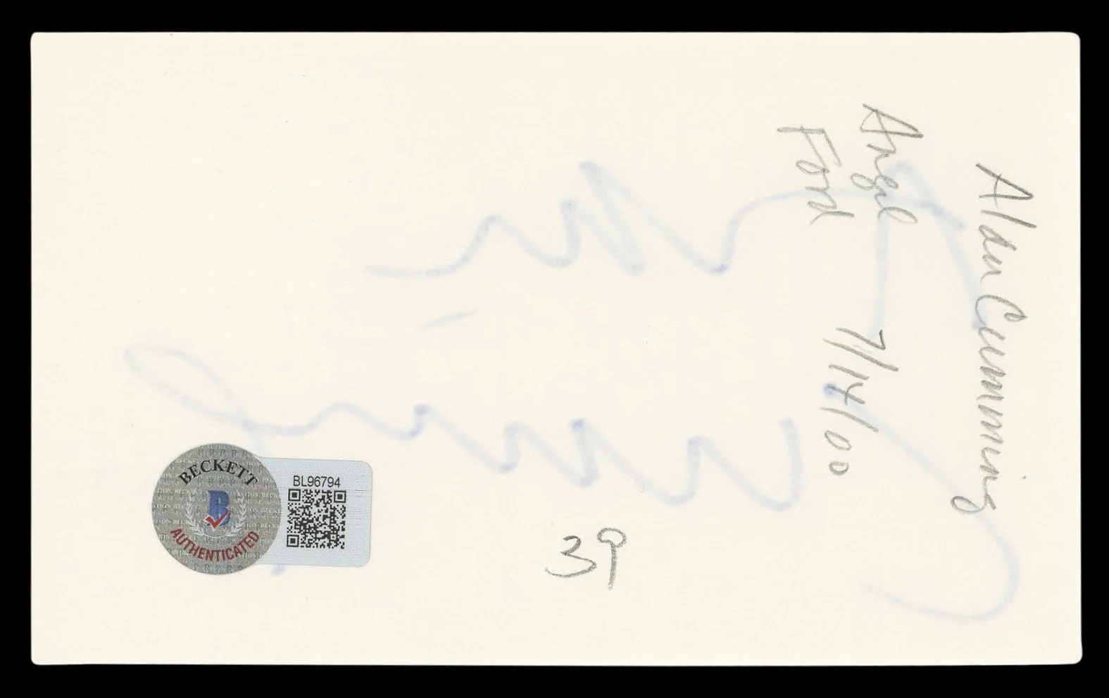 Alan Cumming — Alan Cumming The Good Wife Authentic Signed 3x5 Index Card BAS #BL96794, изображение 5
