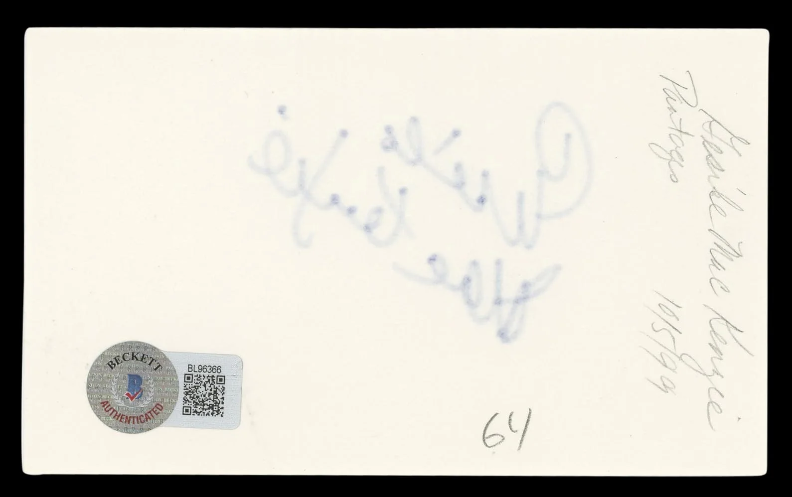 Gisele MacKenzie — Gisele MacKenzie Your Hit Parade Authentic Signed 3x5 Index Card BAS #BL96366, image 5