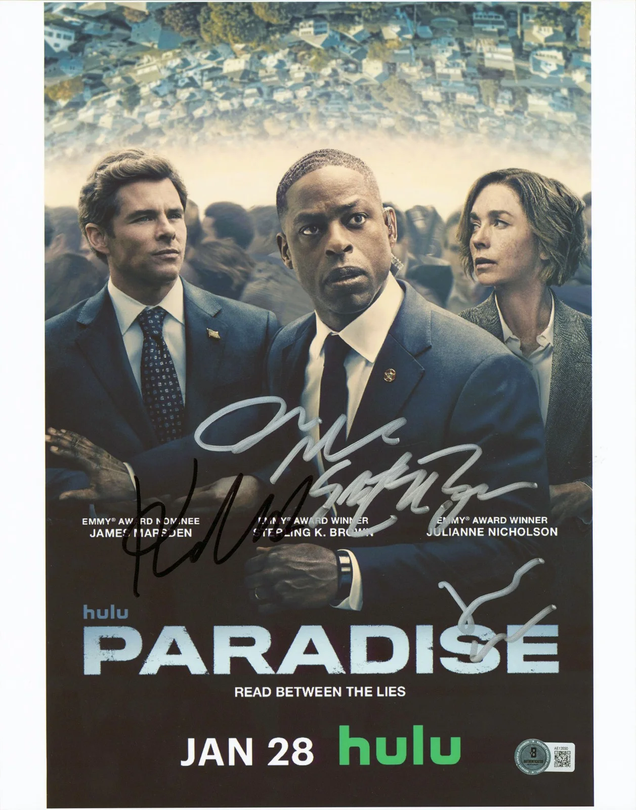 Sterling K. Brown, James Marsden, Julianne Nicholson & Krys Marsh — Paradise (4) Brown, Marsden, Nicholson, Marshall Signed 11x14 Photo BAS #AE13550