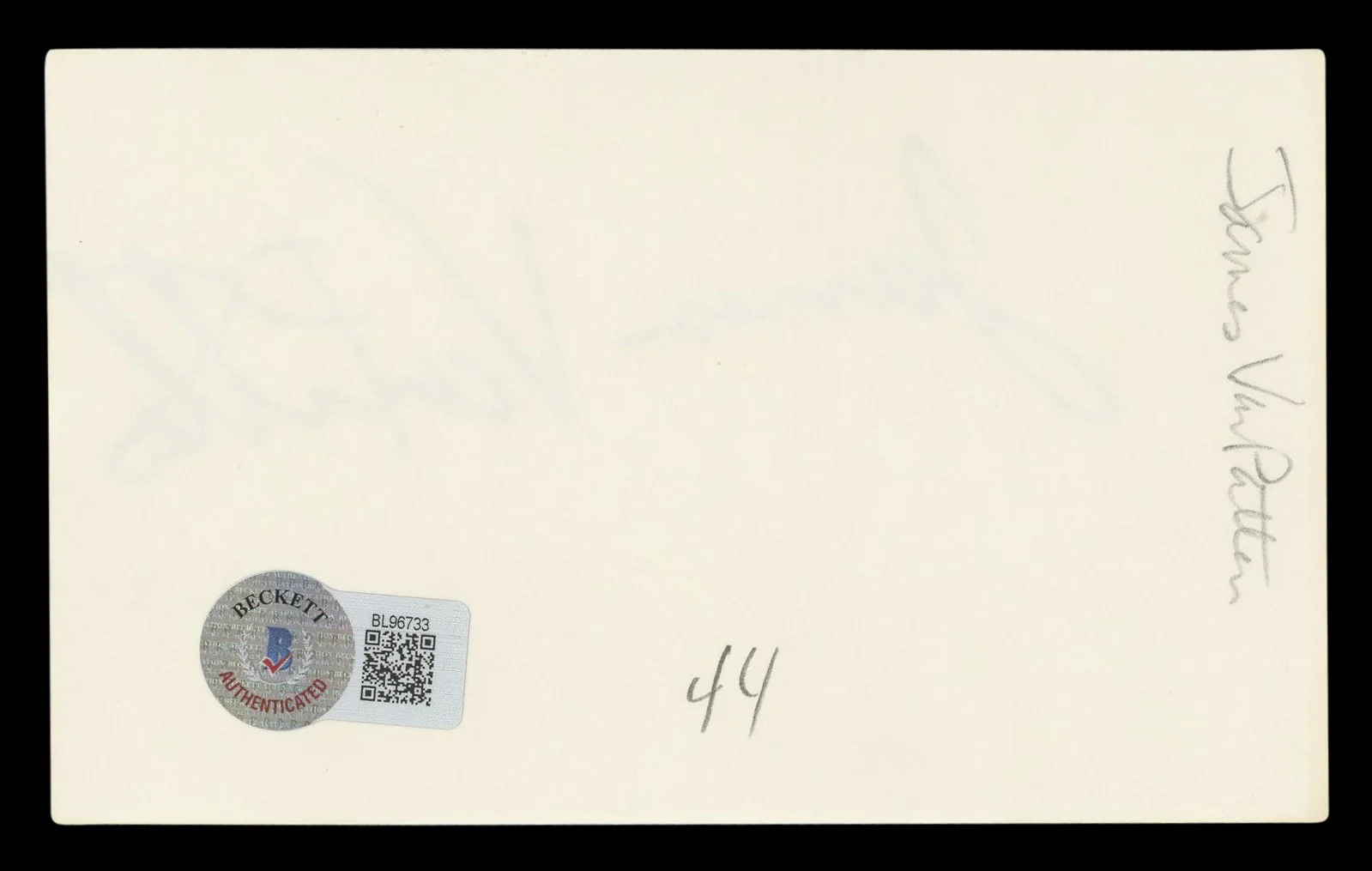 James Van Patten — James Van Patten Saw IV Authentic Signed 3x5 Index Card Autographed BAS #BL96733, image 2