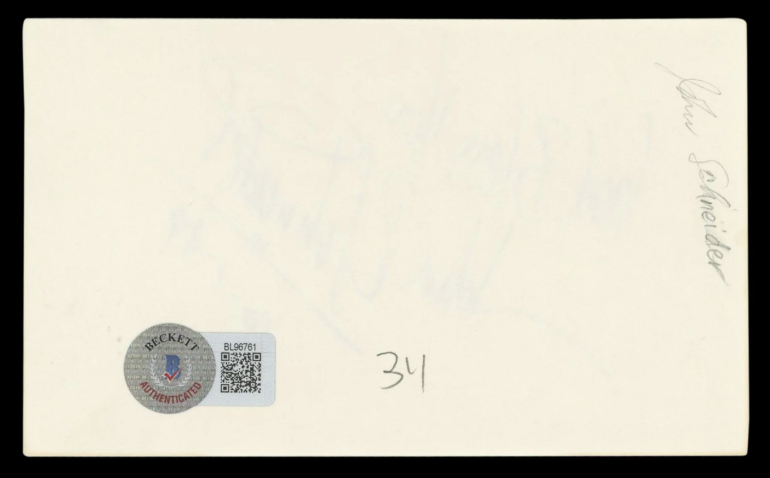 John Schneider — John Schneider "God Bless You!" Authentic Signed 3x5 Index Card BAS #BL96761, image 2