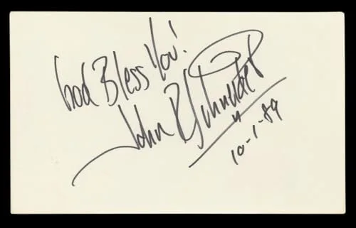 John Schneider — John Schneider "God Bless You!" Authentic Signed 3x5 Index Card BAS #BL96761, image 3