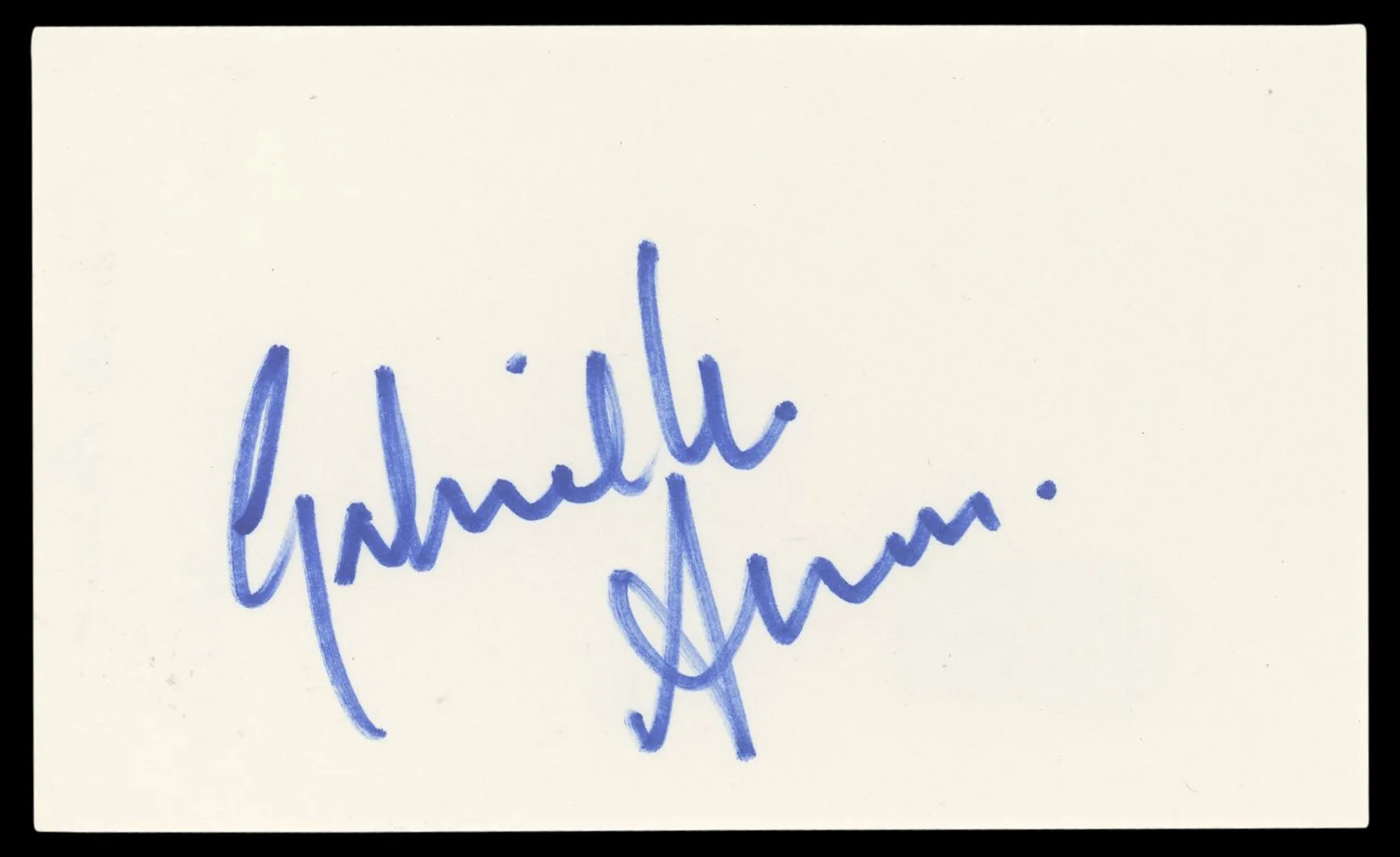 Gabrielle Anwar — Gabrielle Anwar The Three Musketeers Signed 3x5 Index Card BAS #BL98629