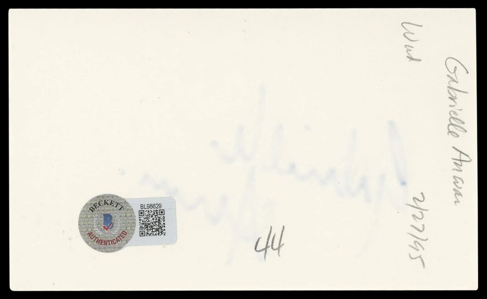 Gabrielle Anwar — Gabrielle Anwar The Three Musketeers Signed 3x5 Index Card BAS #BL98629, изображение 5