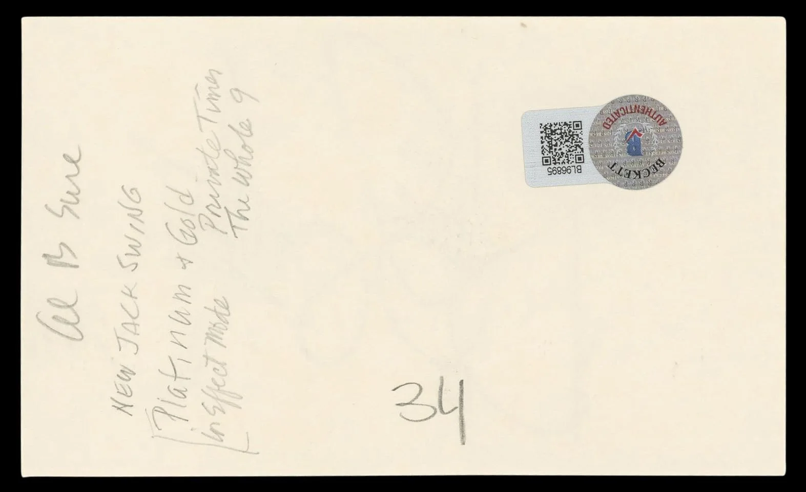 Al B. Sure — Al B. Sure Authentic Signed 3x5 Index Card Autographed BAS #BL96895, image 5