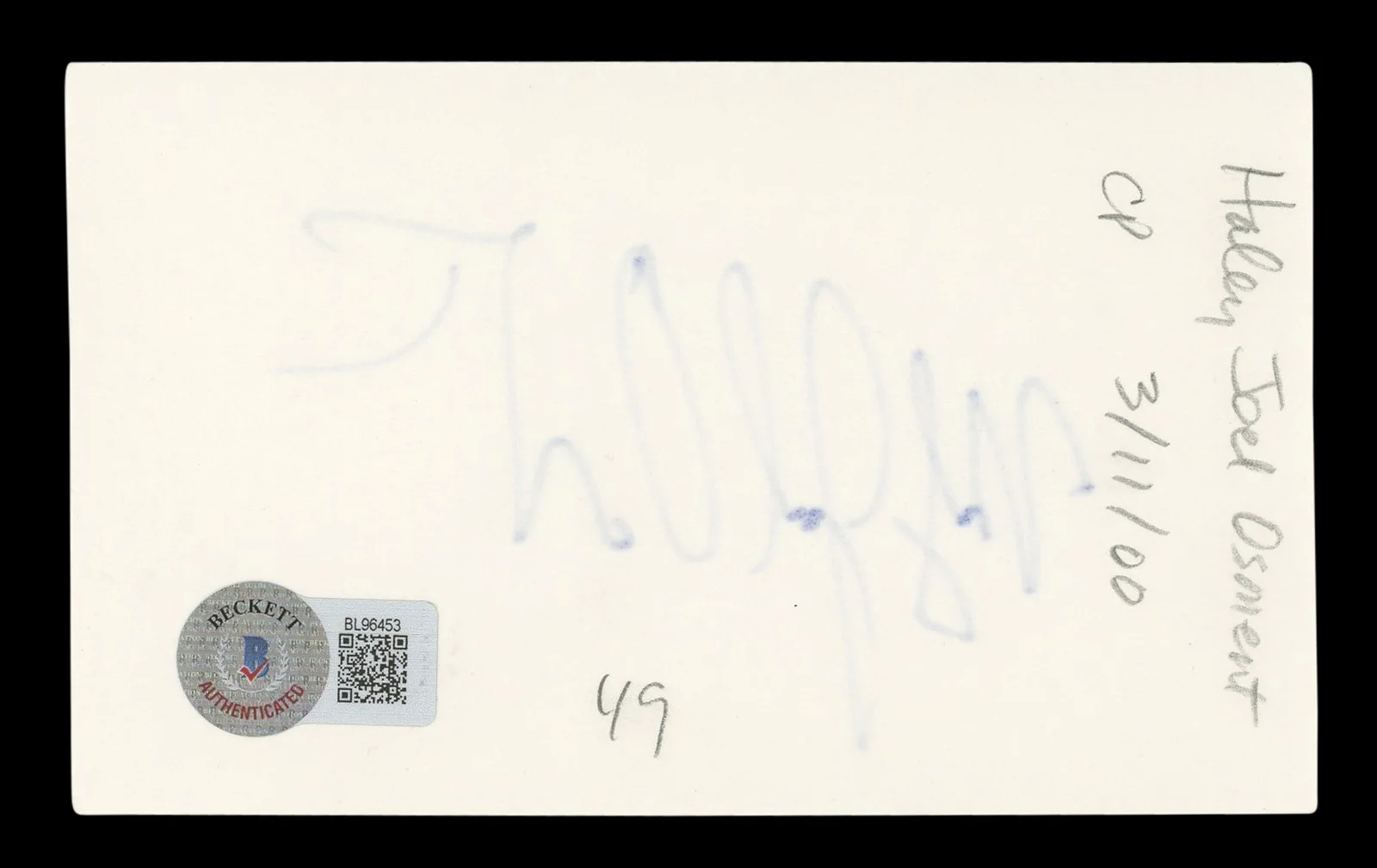 Haley Joel Osment — Haley Joel Osment The Sixth Sense Authentic Signed 3x5 Index Card BAS #BL96453, image 2