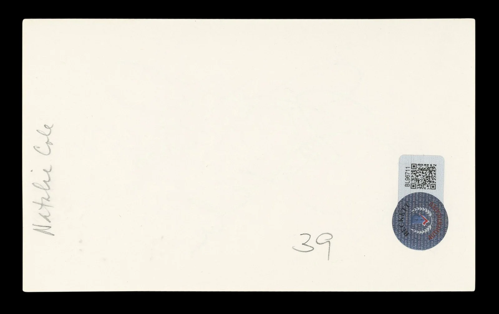 Natalie Cole — Natalie Cole "Love" Authentic Signed 3x5 Index Card Autographed BAS #BL96711, image 2