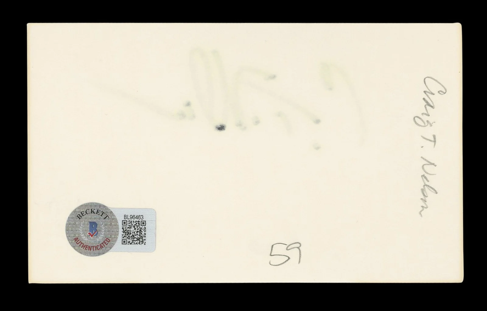 Craig T. Nelson — Craig T. Nelson Coach Authentic Signed 3x5 Index Card Autographed BAS #BL96463, image 2