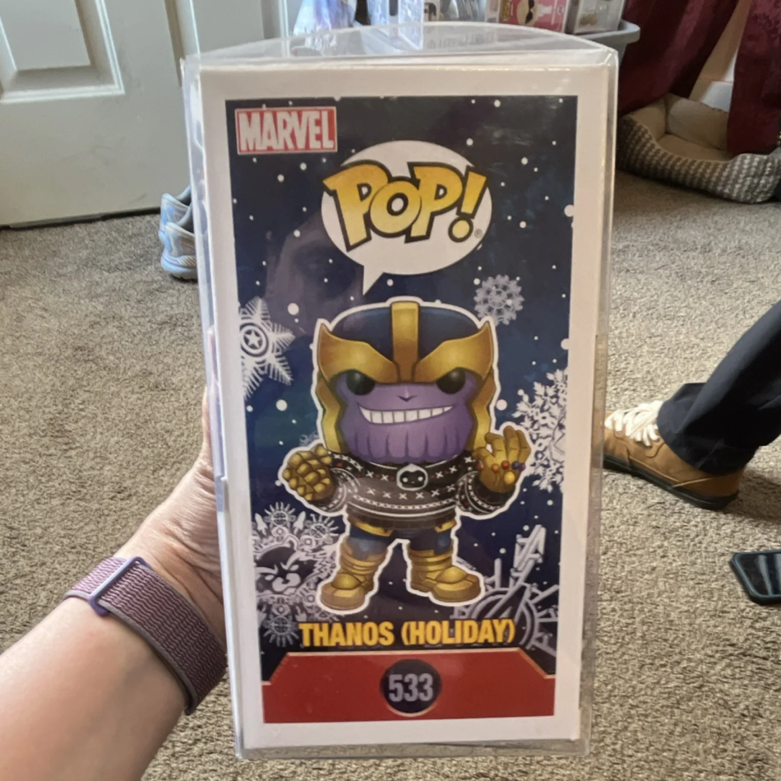 Funko Pop! Marvel Thanos (Holiday) #533 Autographed Beckett Authenticated, image 4