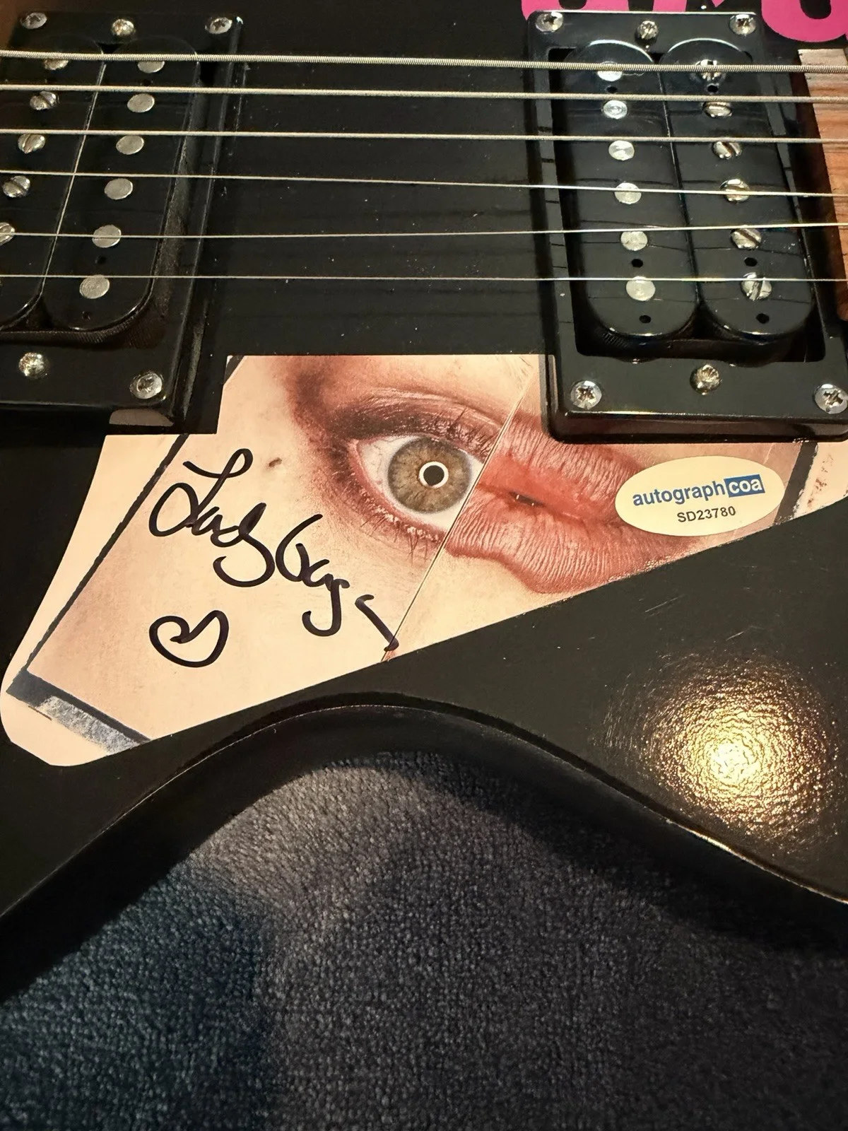 Lady Gaga Signed Custom Electric Guitar ACOA, image 3