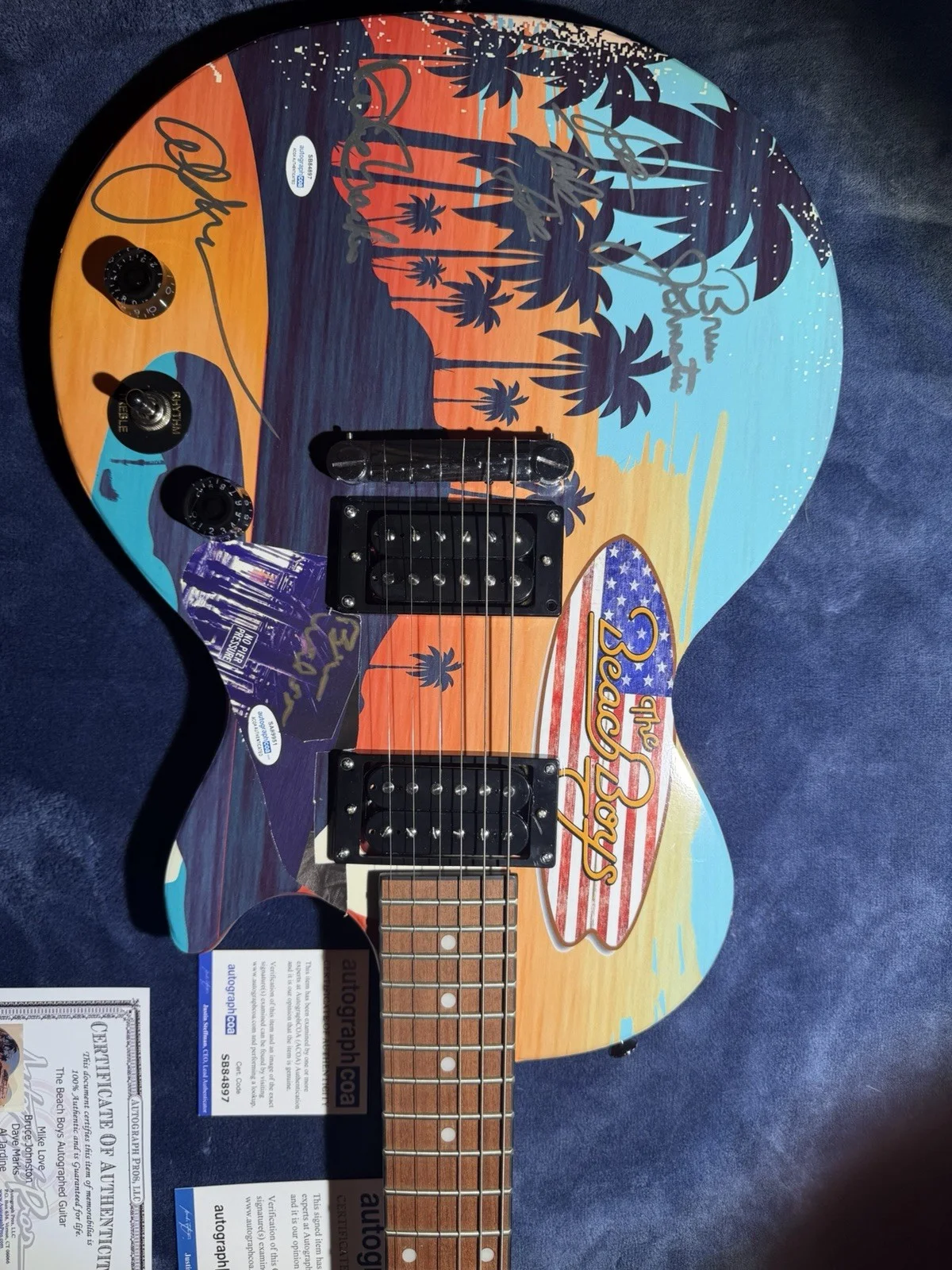 The Beach Boys “Beach Boys”Autographed Les Paul Guitar Brian Wilson +4 With COA, изображение 5