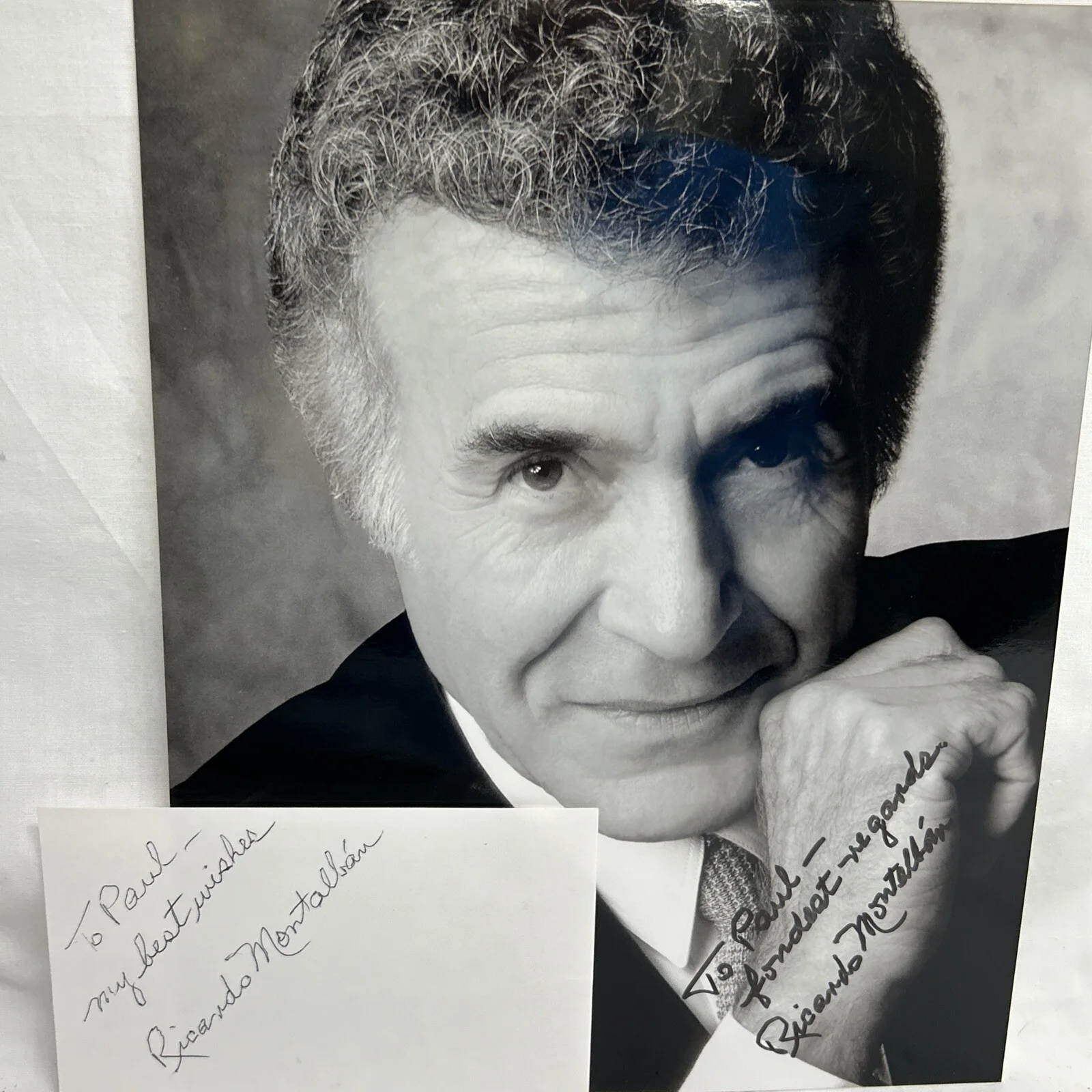Ricardo Montalban — Ricardo Montalban Mexican American Actor 10 x 8” B/W Picture & Index Card Signed, изображение 2
