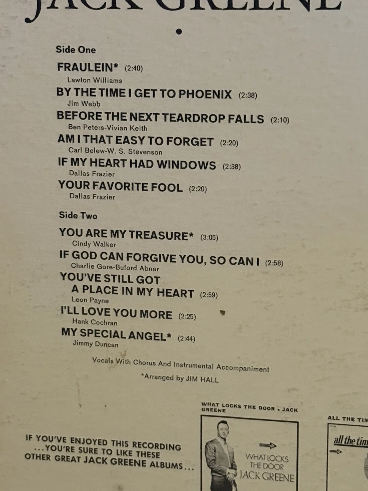 Jack Greene Autographed Vinyl Album, image 3
