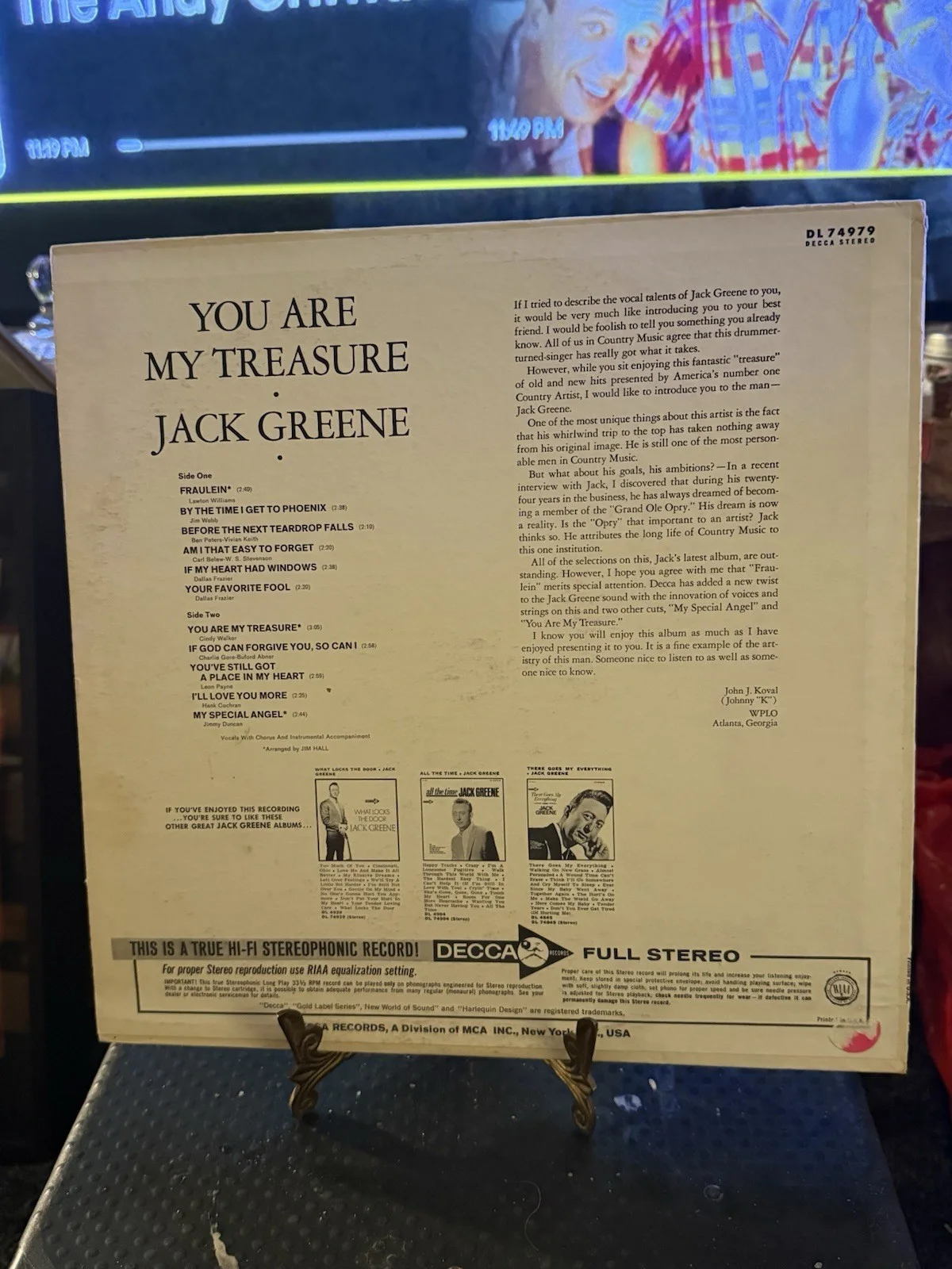 Jack Greene Autographed Vinyl Album, image 4