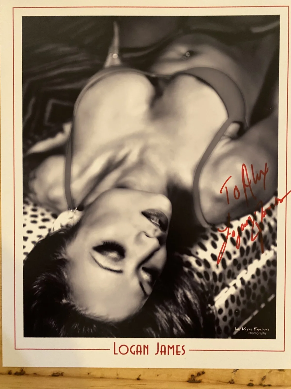 LOGAN JAMES — LOGAN JAMES SEXY SIGNED PERSONALIZED 8 X 10 B &W PROMO SHEET ADULT FILM STAR