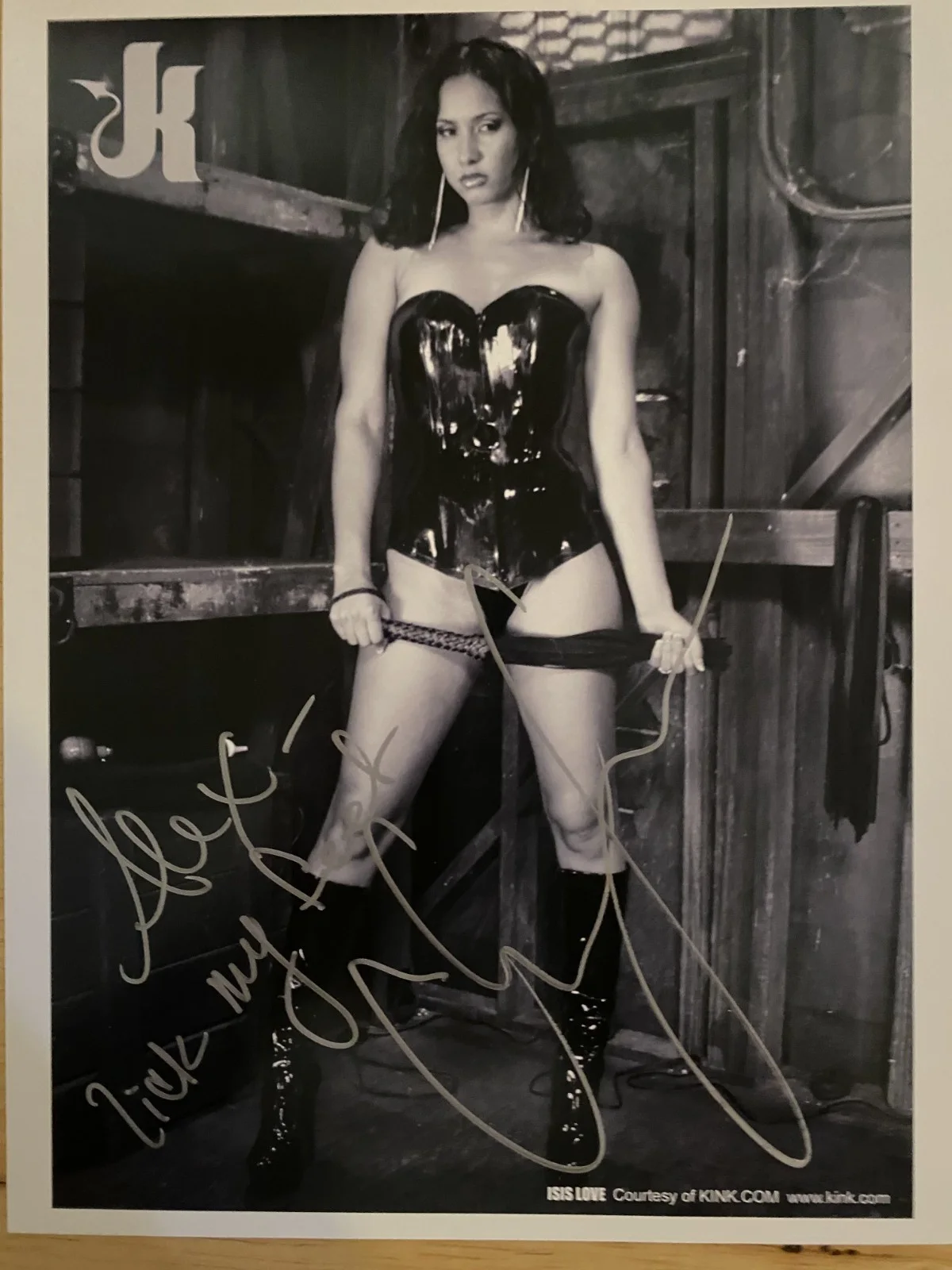 ISIS LOVE — ISIS LOVE SEXY SIGNED PERSONALIZED 8.5 X 11 B&W PROMO SHEET ADULT FILM STAR