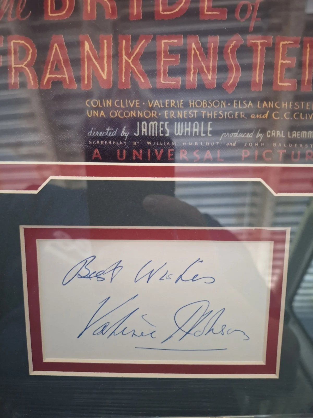 Valerie Hobson Signed Custom Framed Bride Of Frankenstein Mini Poster W/ 3x5 COA, image 2