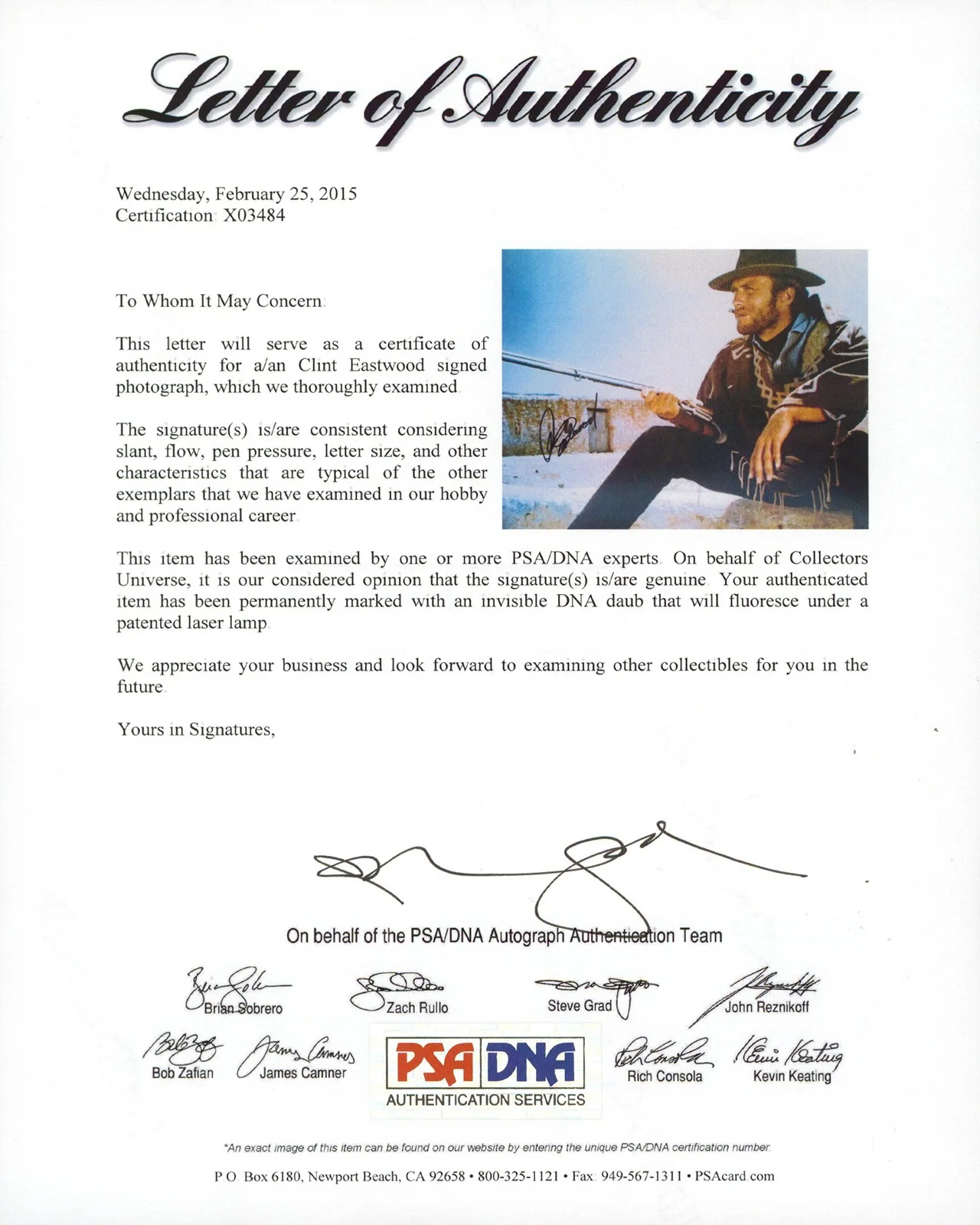 Clint Eastwood — Clint Eastwood The Good, the Bad and the Ugly Signed 11x14 Photo PSA/DNA #X03484, изображение 2