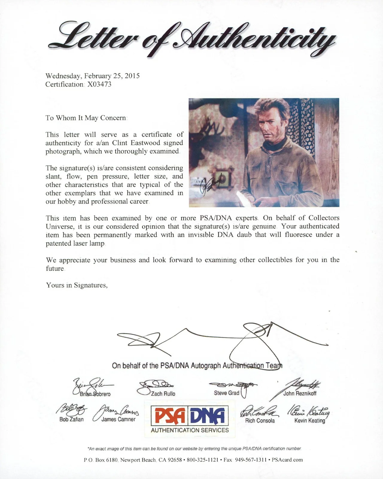 Clint Eastwood — Clint Eastwood The Good, the Bad and the Ugly Signed 11x14 Photo PSA/DNA #X03473, изображение 2