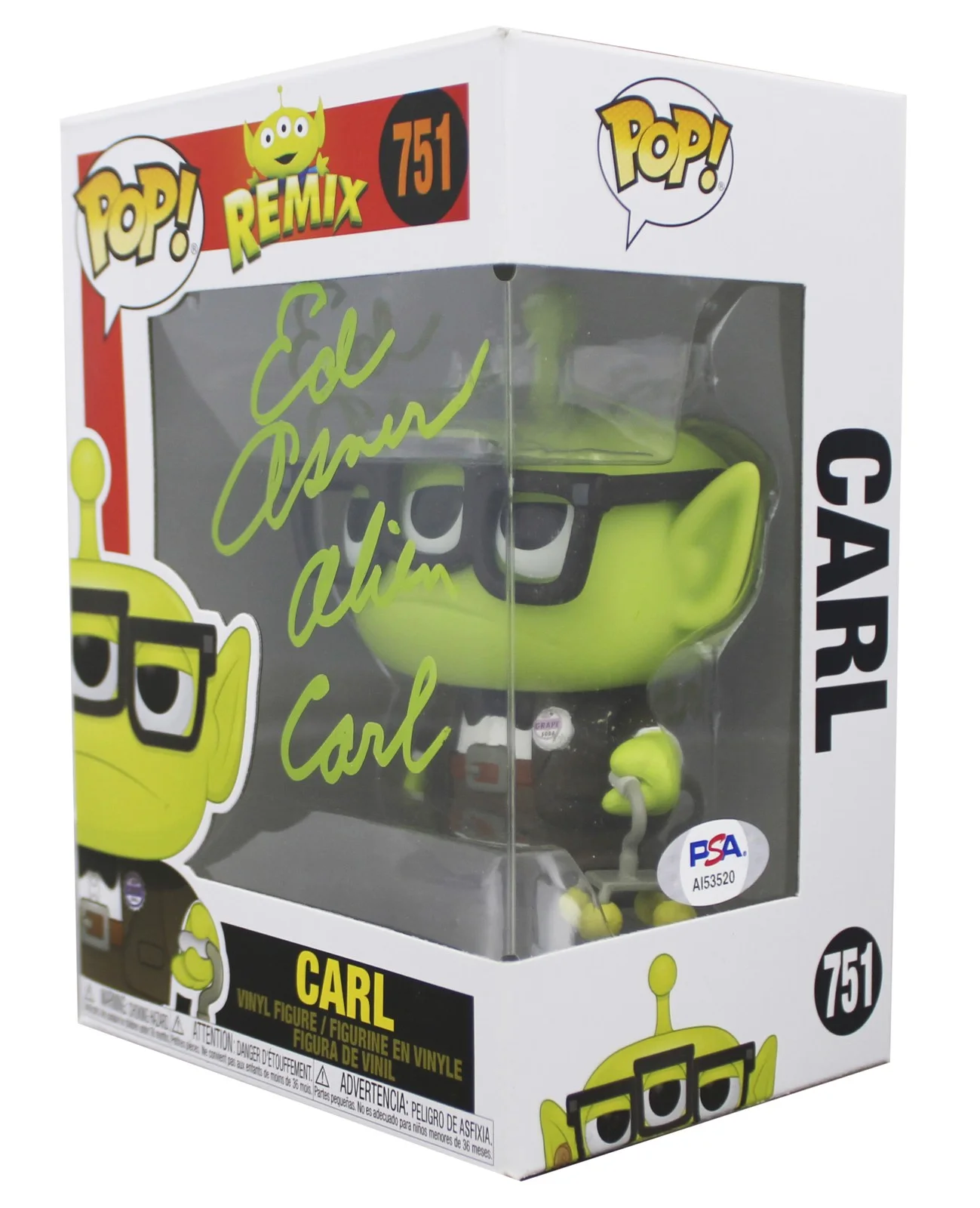 Ed Asner — Ed Asner Up "Alien Carl" Signed Carl #751 Funko Pop Vinyl Figure PSA #AI53520, image 2