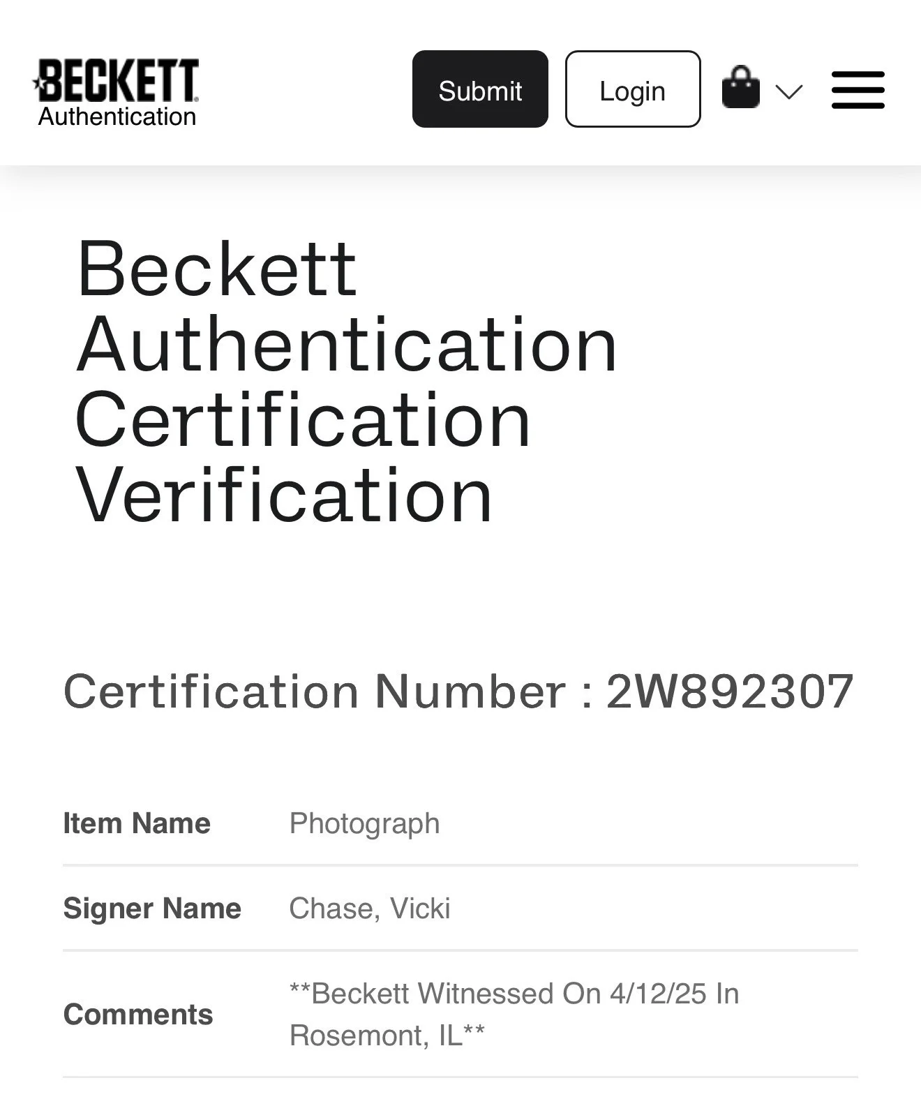 Vicky Chase Adult Film Star Signed 8X10 Photo With Beckett COA, изображение 2