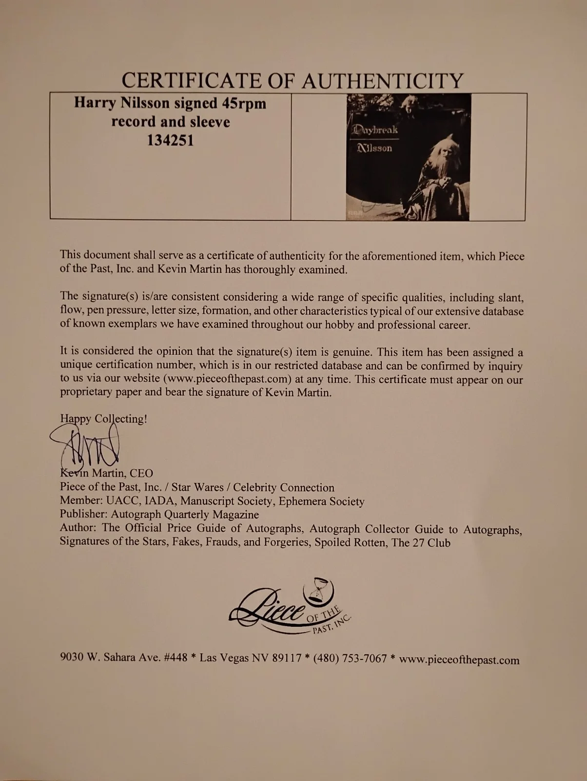 Harry Nilsson — Harry Nilsson Signed 45rpm Record Album Daybreak "Son of Dracula" W/COA, изображение 5