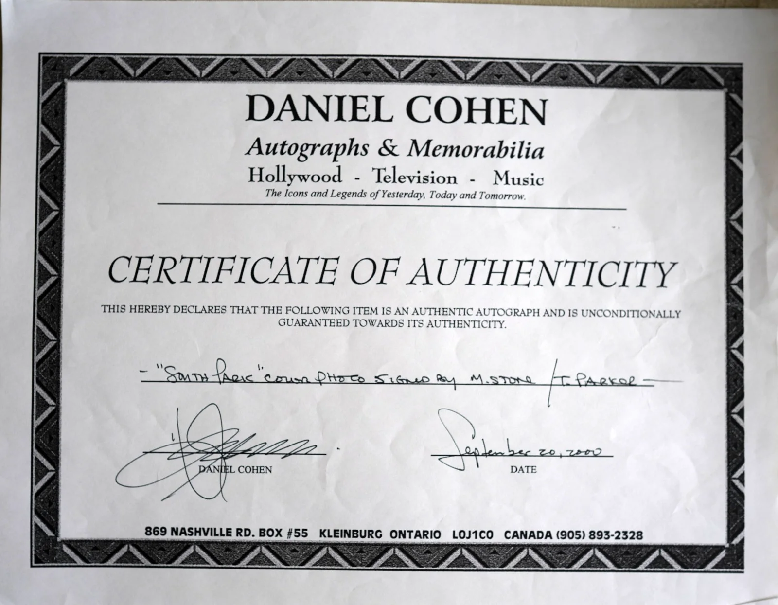 Trey Parker, Matt Stone — Trey Parker and Matt Stone signed photos with authenticity certificates, image 3