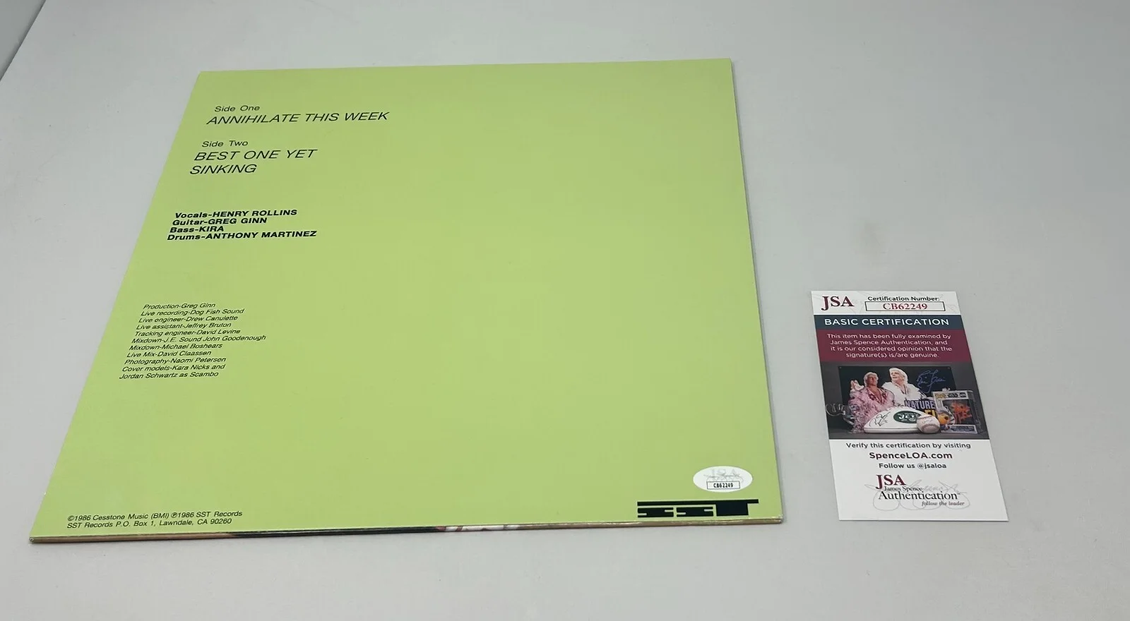 Greg Ginn of Black Flag signed Annihilate This Week Album JSA COA, изображение 2