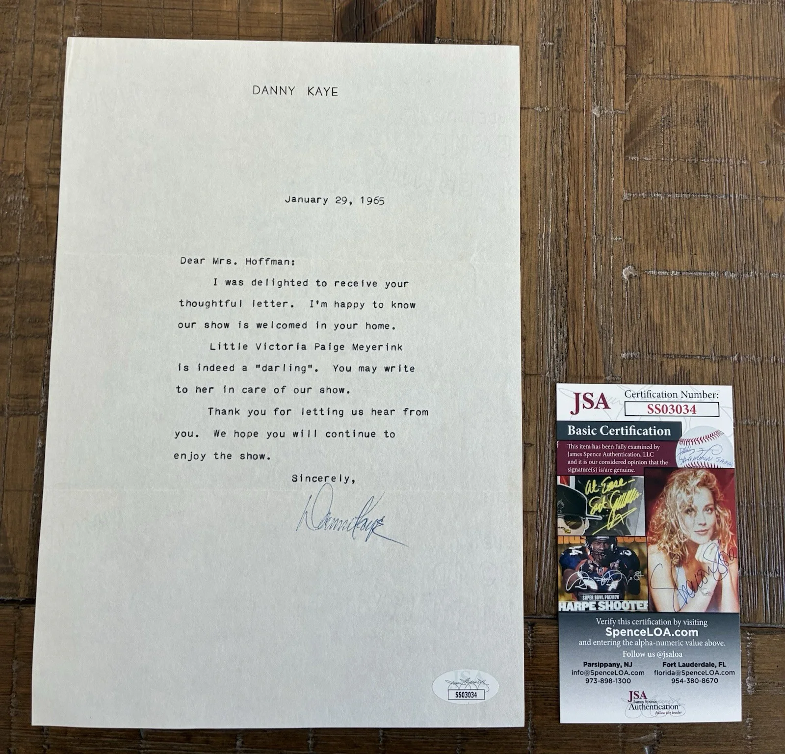Danny Kaye — Actor Danny Kaye Signed Letter JSA, image 2