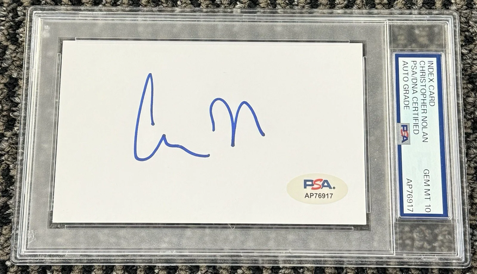 Christopher Nolan — Christopher Nolan Signed Autograph 3x5 Index Card PSA/DNA Gem Mint 10 Auto