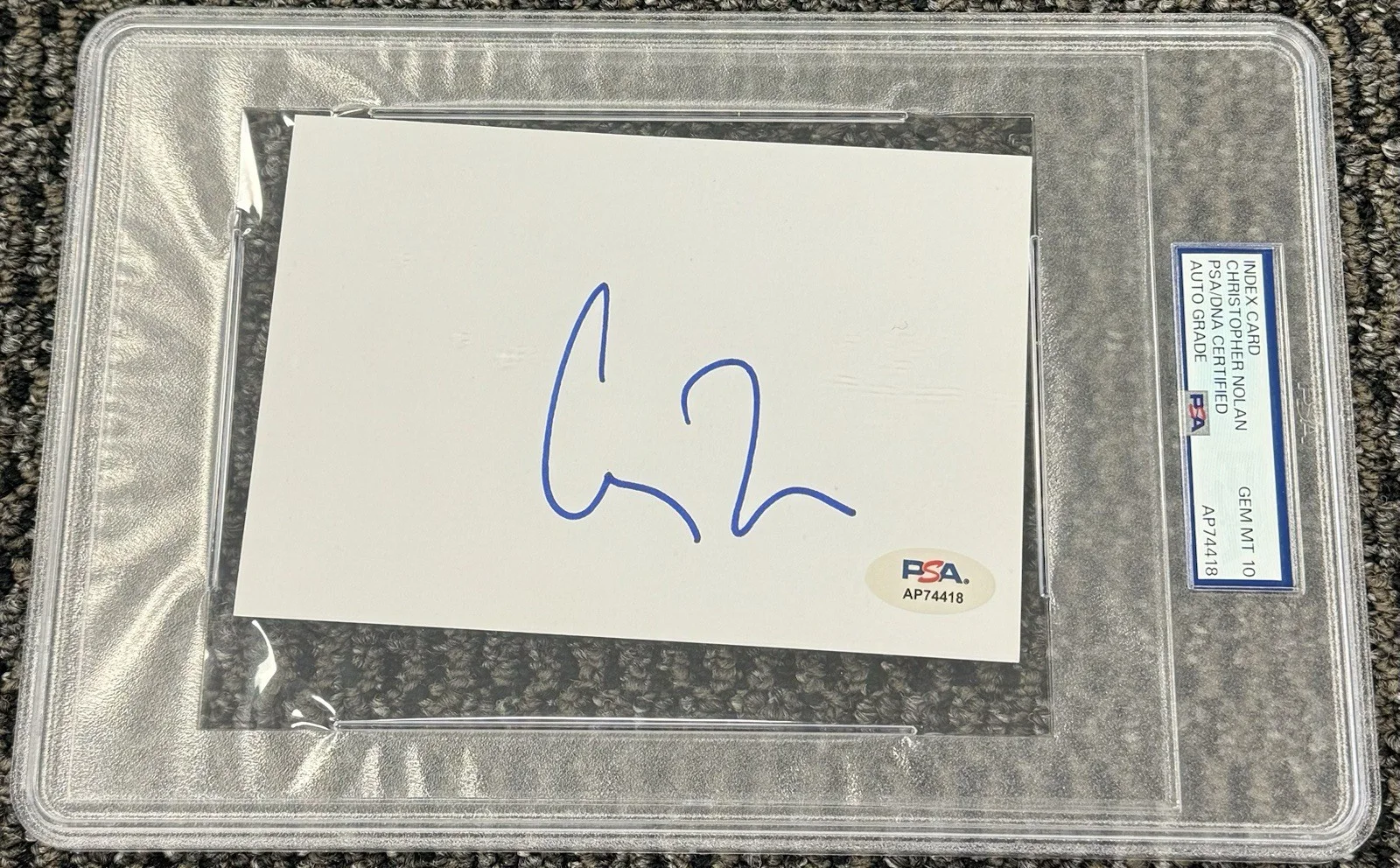 Christopher Nolan — Christopher Nolan Signed Autograph 4x6 Index Card PSA/DNA Gem Mint 10 Auto
