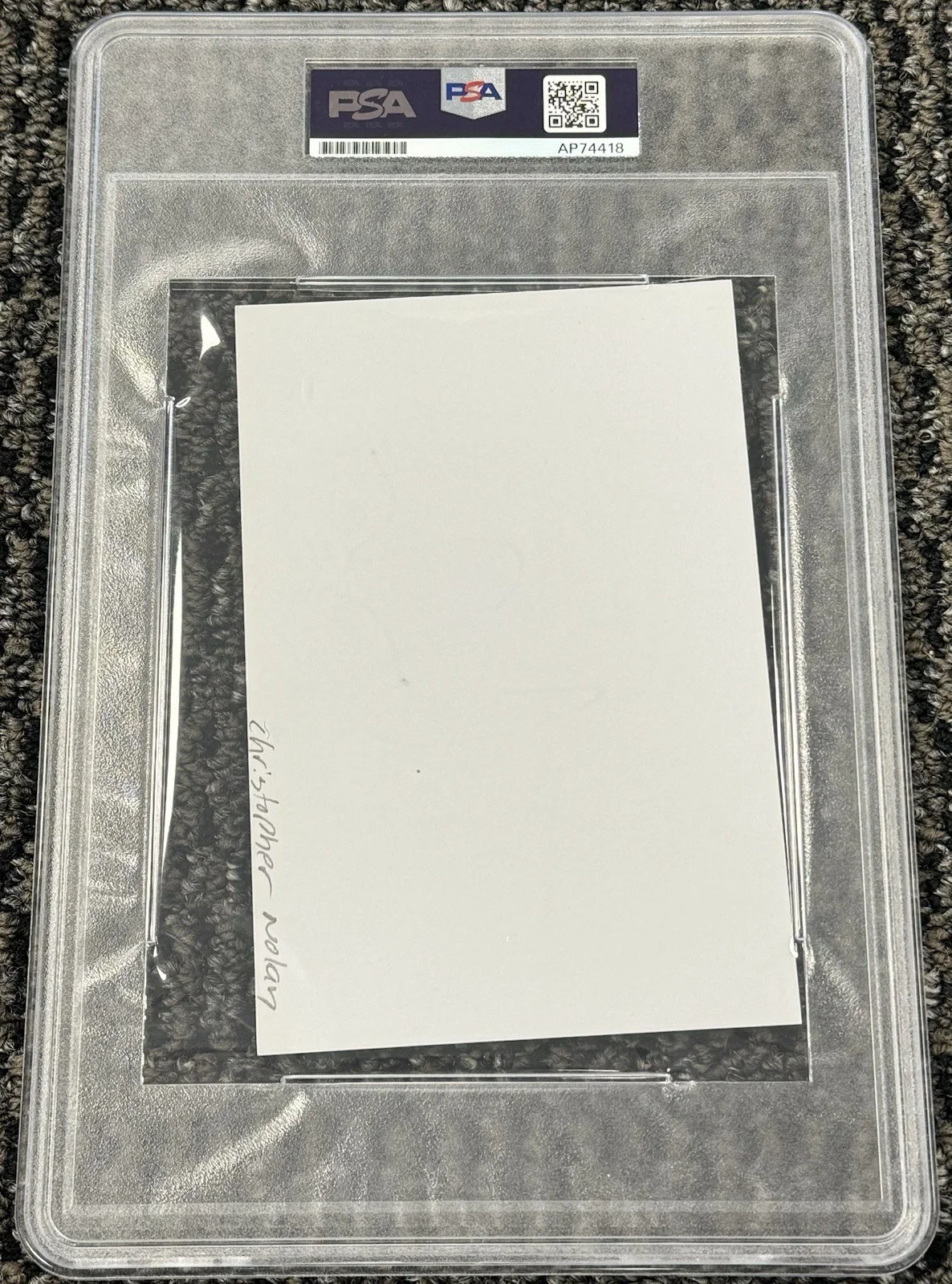 Christopher Nolan — Christopher Nolan Signed Autograph 4x6 Index Card PSA/DNA Gem Mint 10 Auto, image 2