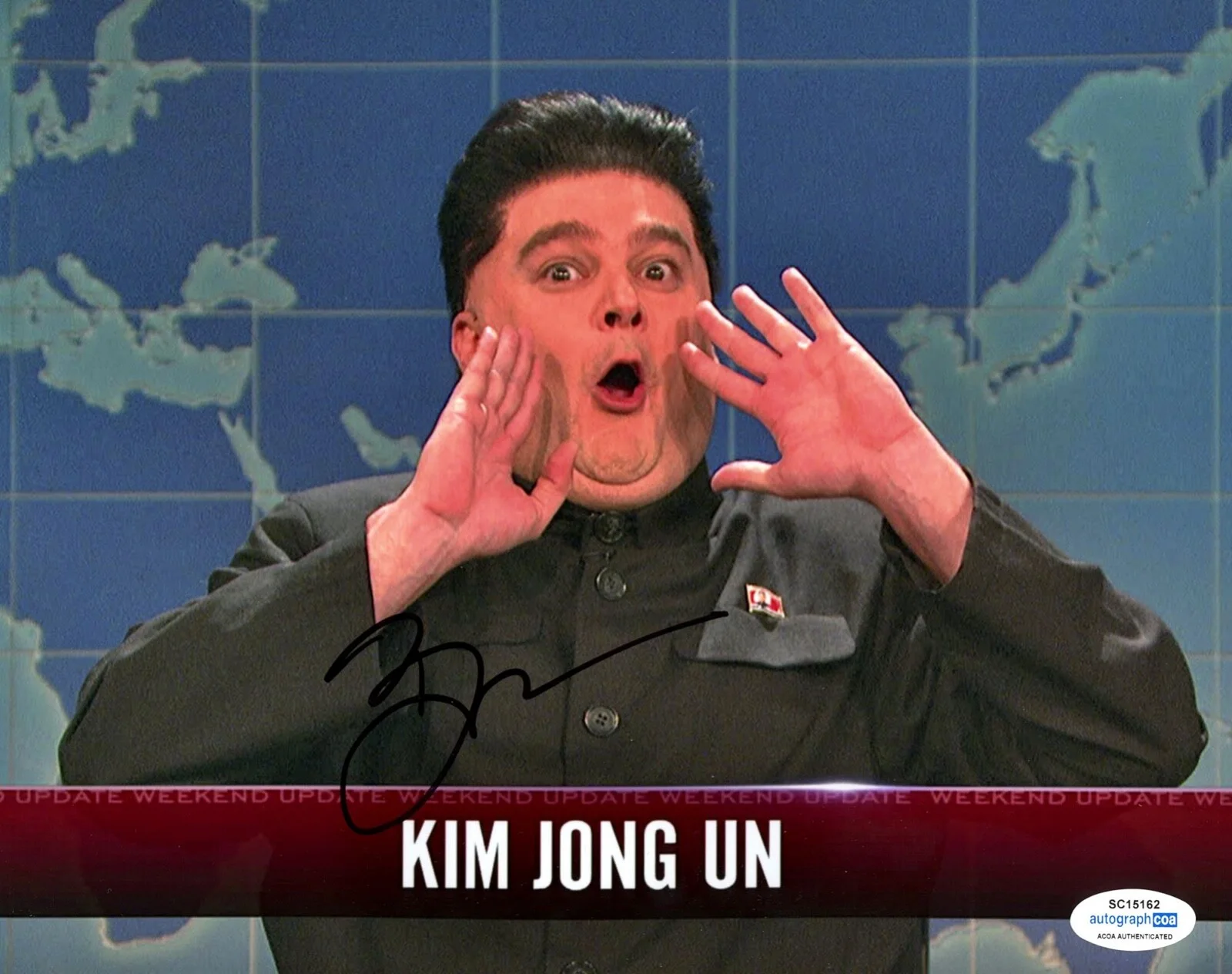 BOBBY MOYNIHAN — Bobby Moynihan signed "SNL" 8x10 Photo PROOF Kim Jong Un ACOA COA Rare, изображение 3