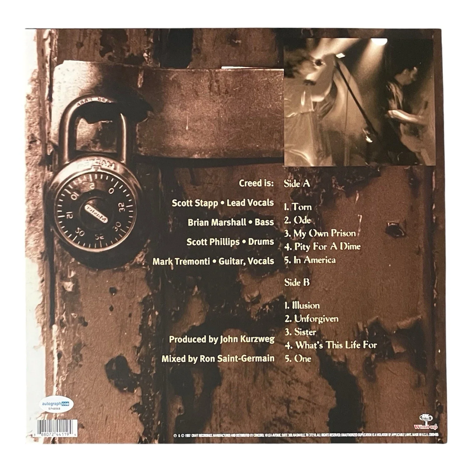 Scott Stapp Creed Signed Autographed My Own Prison Vinyl Record ACOA, изображение 2