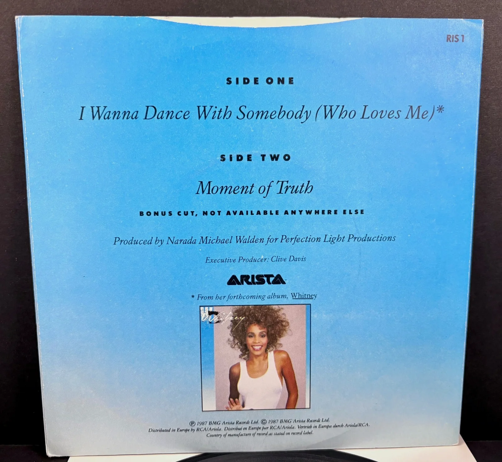 1987 Whitney Houston Signed "I Wanna Dance With Somebody" 45 Record Autograph, изображение 3