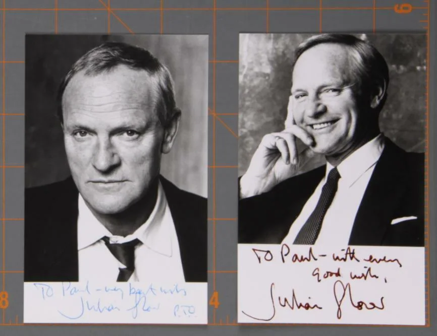 Julian Glover — Julian Glover Autographed Front and Back Inscribed Pair 4x6 Photo