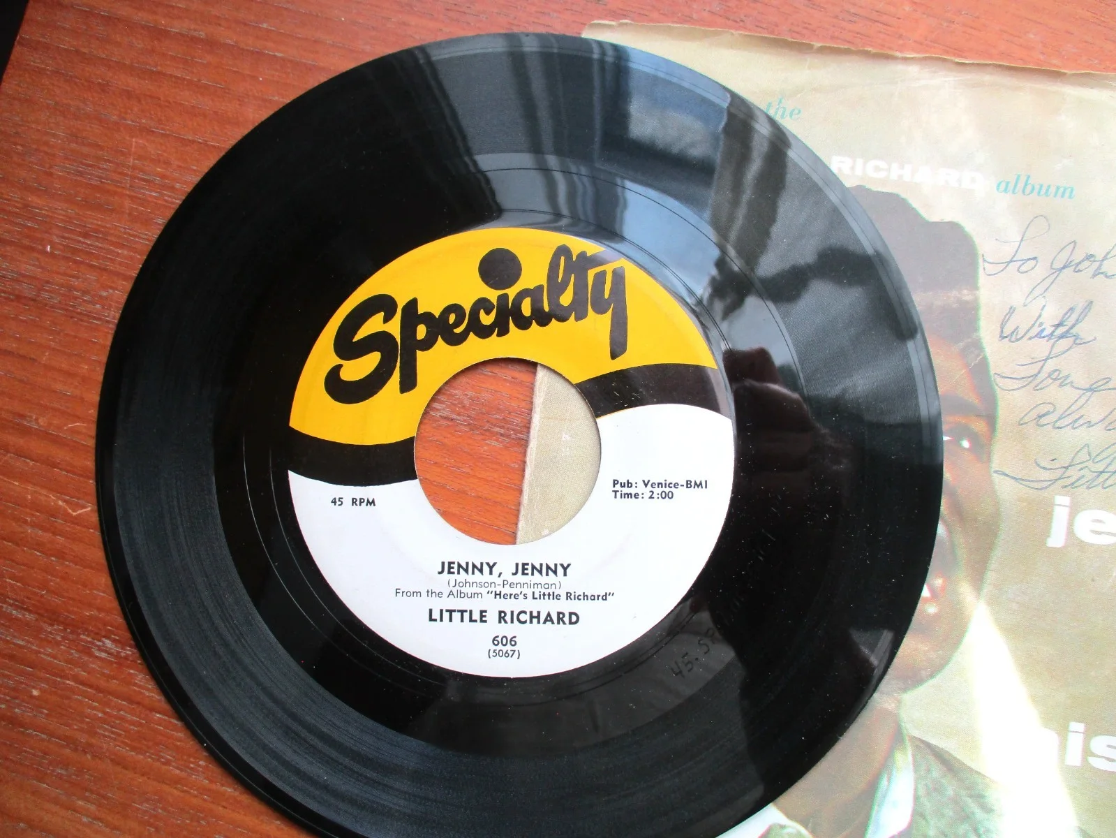 Little Richard Specialty 606 45 rpm Signed Record from John Gilliland Estate, изображение 4