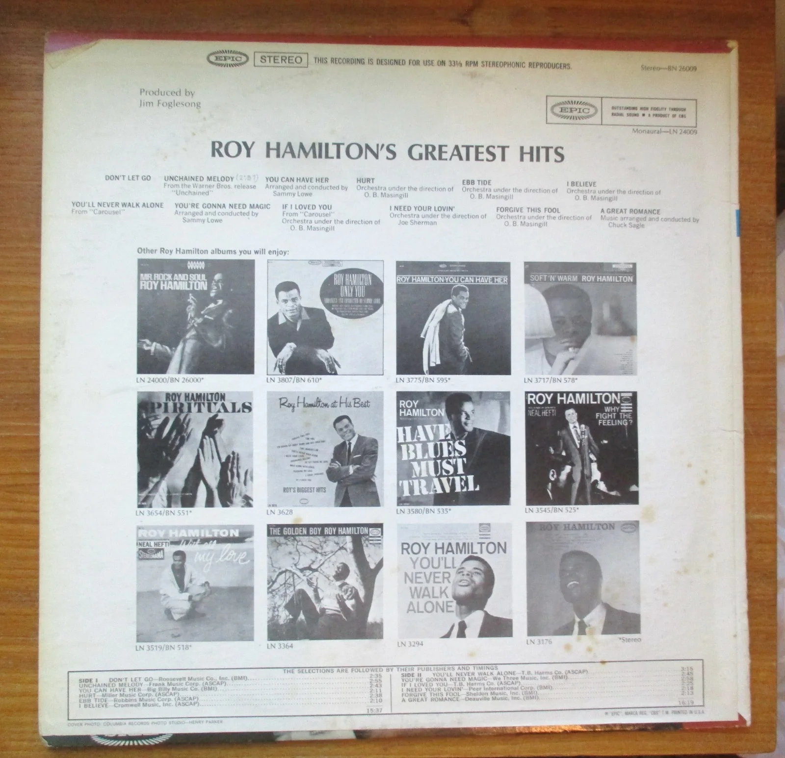 Roy Hamilton Greatest Hits Inscribed/signed on Cover from John Gilliland Estate, изображение 3
