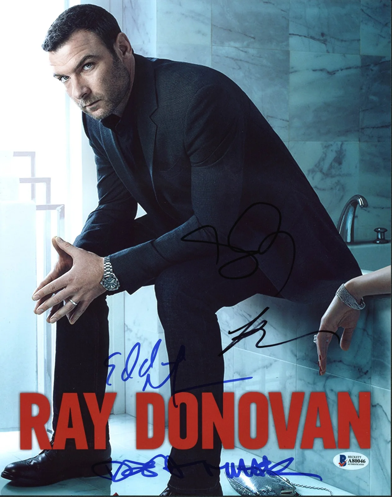 Eddie Marsan, Dash Mihok, Steven Bauer & Kerris Dorsey — Ray Donovan (4) Marsan, Mihok, Bauer & Dorsey Signed 11X14 Photo BAS #A80046