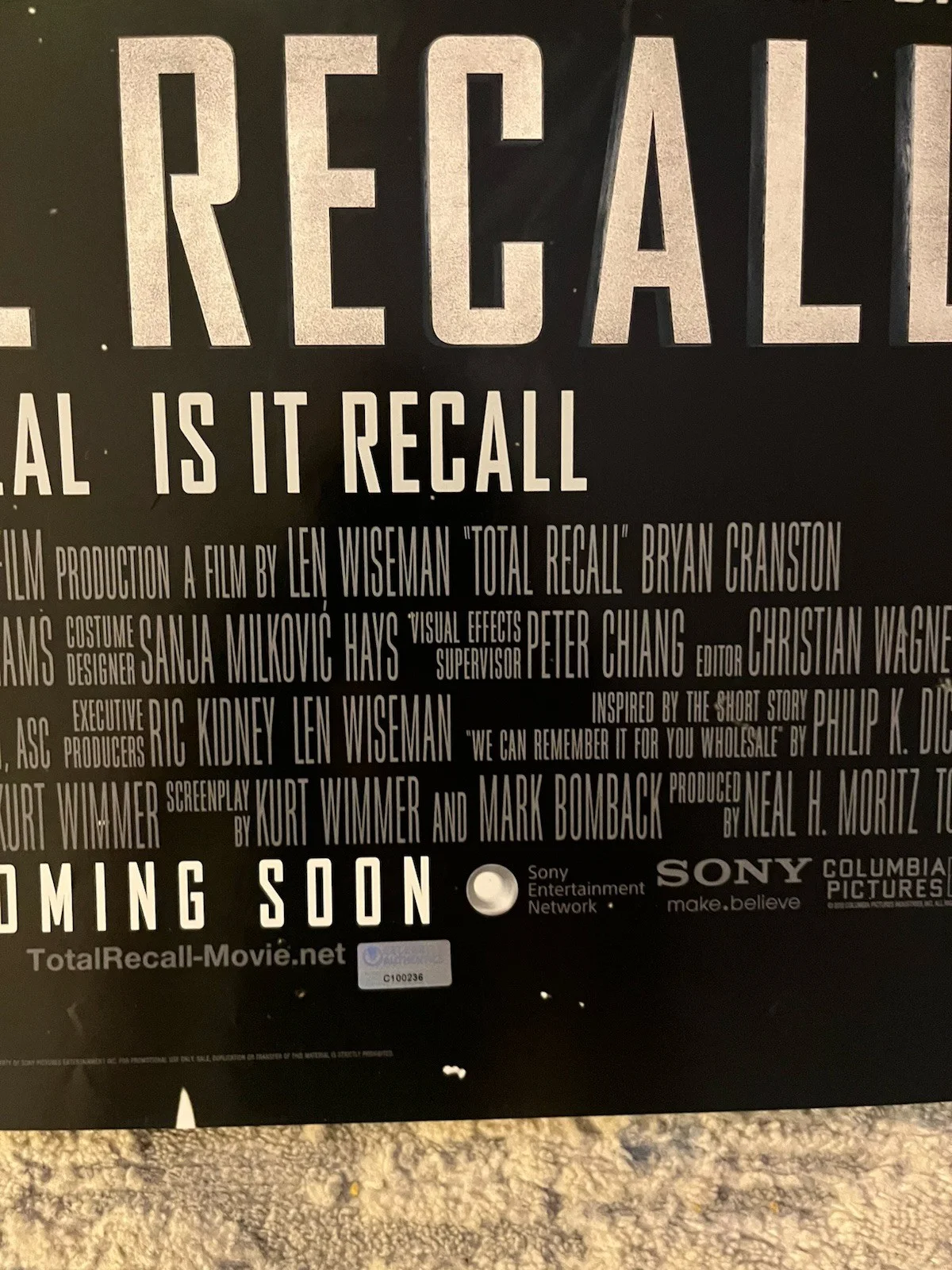 Kate Beckinsale Signed Total Recall D/S 27x40, image 3