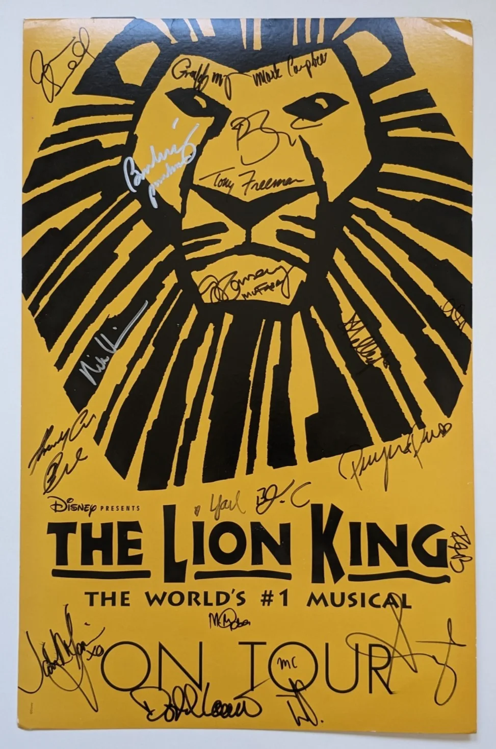 THE LION KING MUSICAL Cast SIGNED POSTER Disney TOUR Broadway 14" by 22" Unframe, image 2